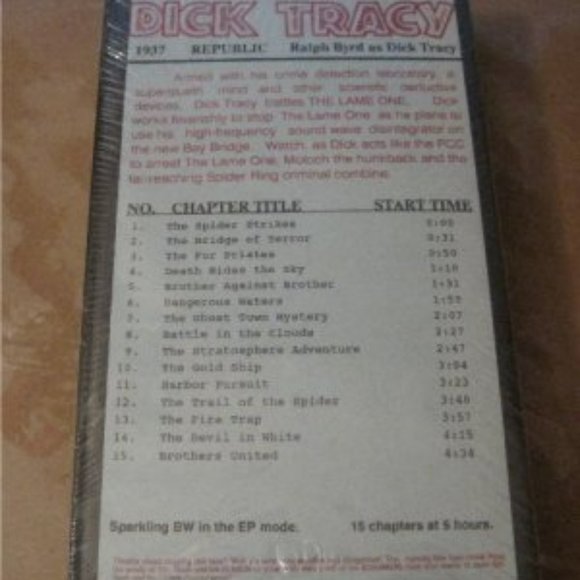 Dick Tracy 15 episodes 5 Hours VHS Sealed NEW - Picture 3 of 3